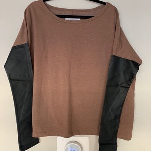 BCBG Sweater with Faux Leather Sleeve